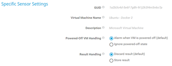 Specific Sensor Settings