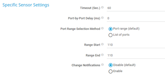 Specific Sensor Settings